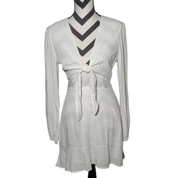 The Fifth Label M White Tie Front Textured Mini Dress - Picture 1 of 4
